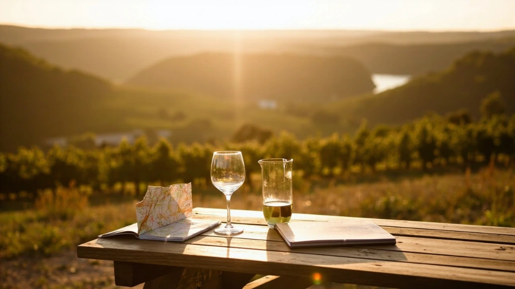 A picnic setup overlooking Niagara vineyards at golden hour