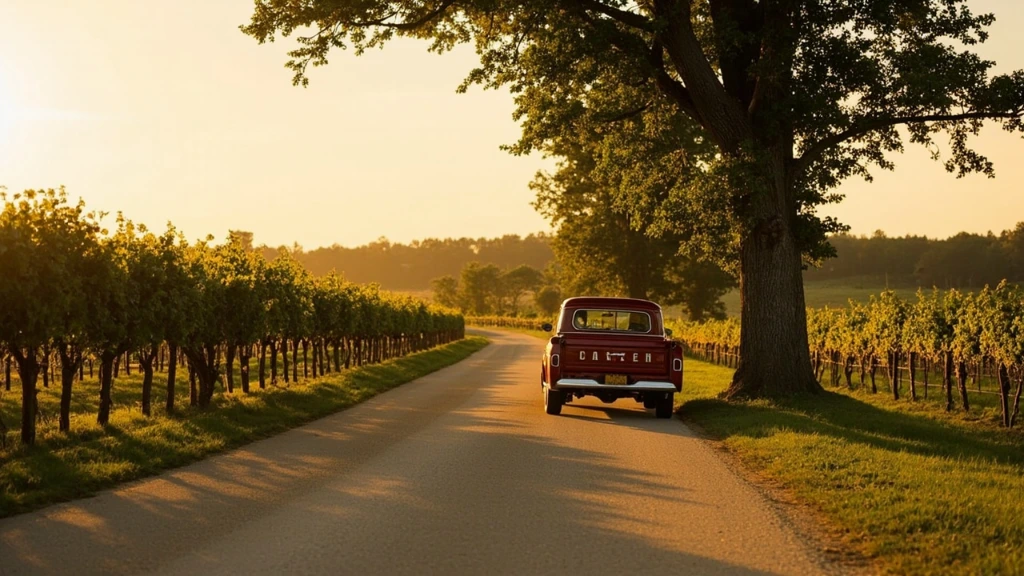 Backroad through Niagara vineyards in summer